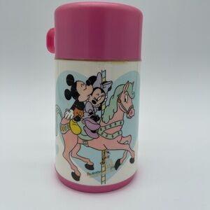 Vtg Disney Thermos Mickey Minnie Mouse Pink Aladdin 1990’s Horse Hearts Carousel